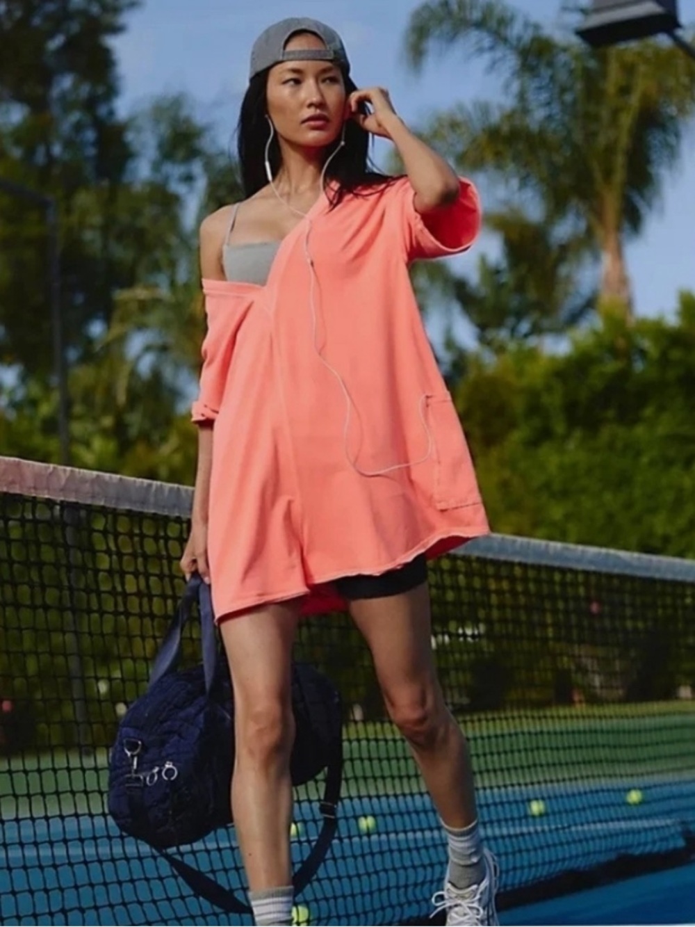 FP MOVEMENT HOT SHOT TEE ROMPER ONESIE OVERSIZED SIZE SMALL NEON ORANGE NWOT